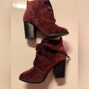Velvet Ankled Block Heel Boots